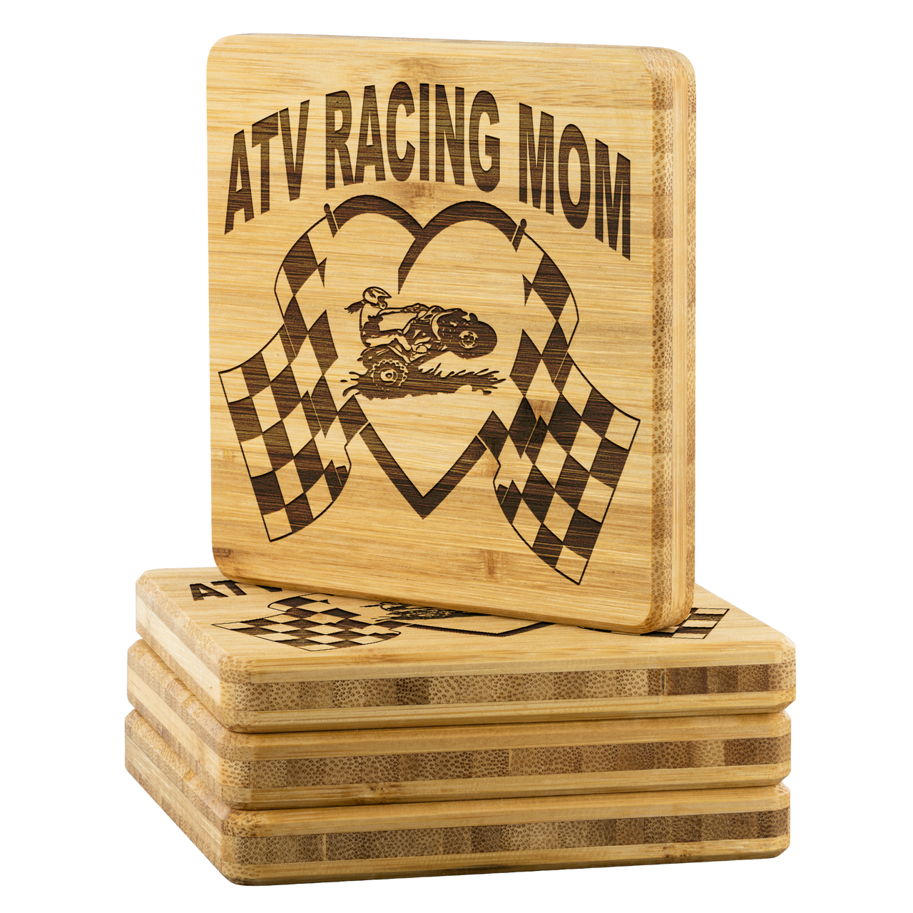 ATV Racing Mom Bamboo Coaster