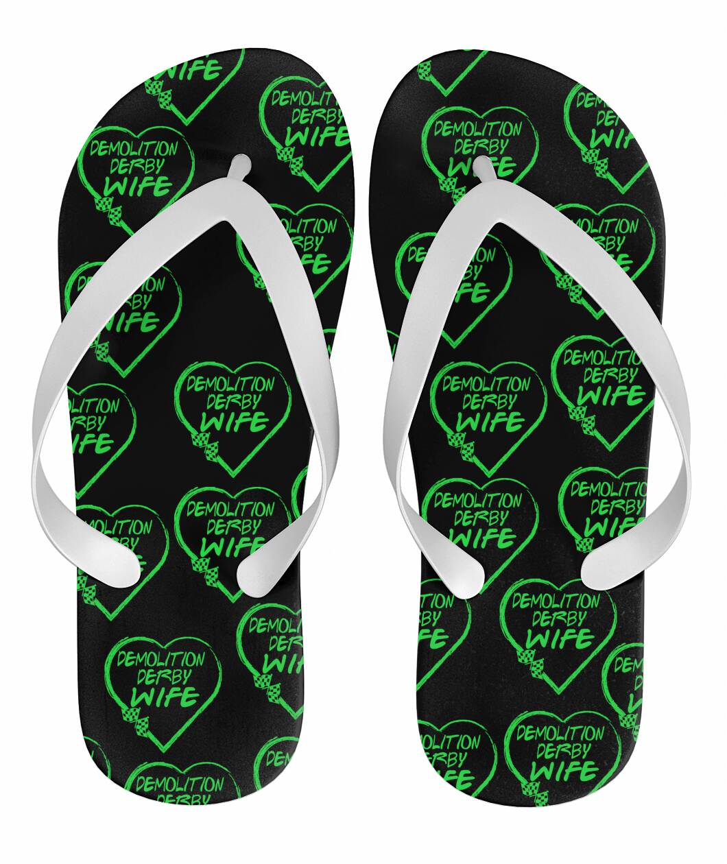 Demolition Derby Wife Heart Flip Flops