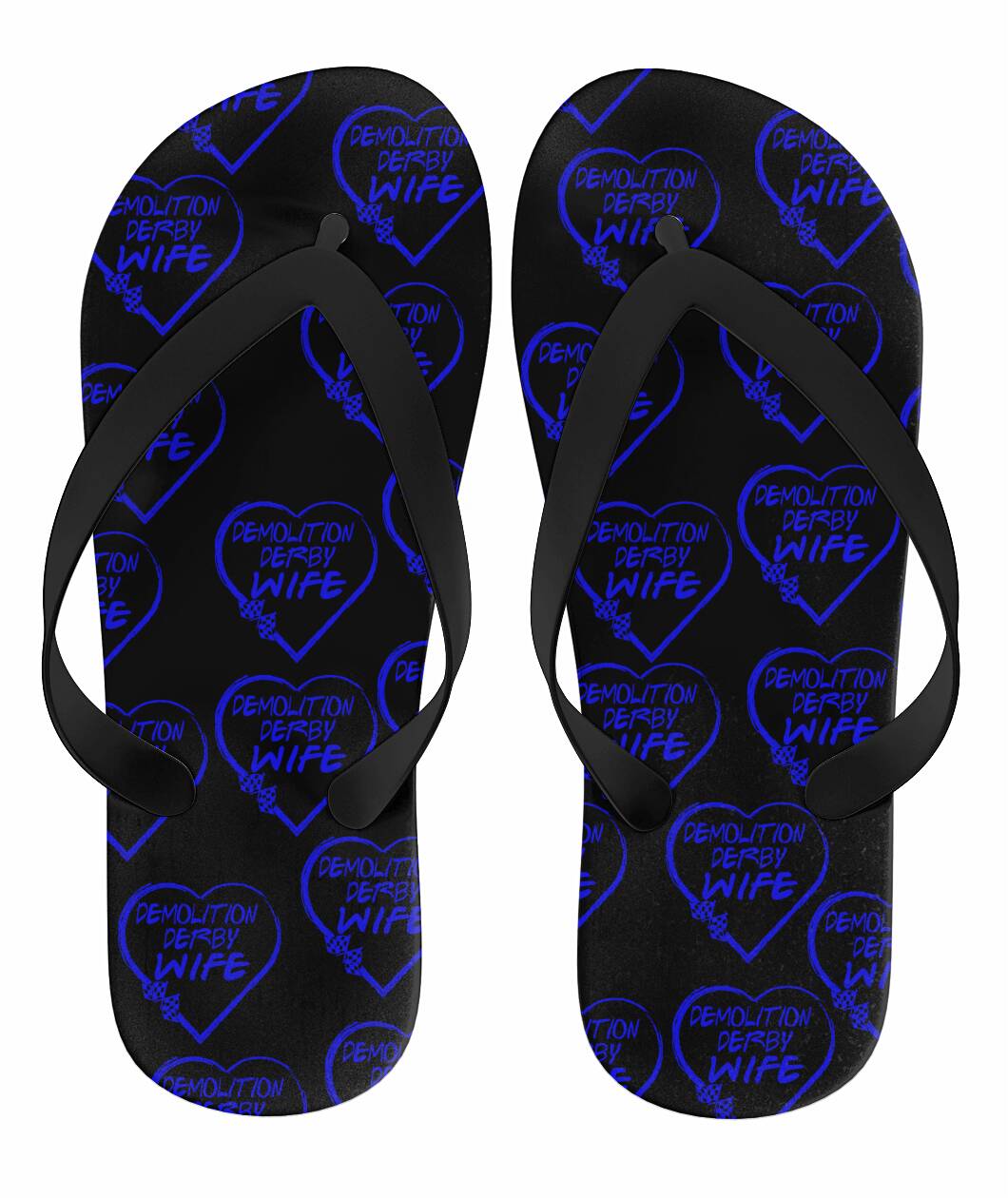 Demolition Derby Wife Heart Flip Flops