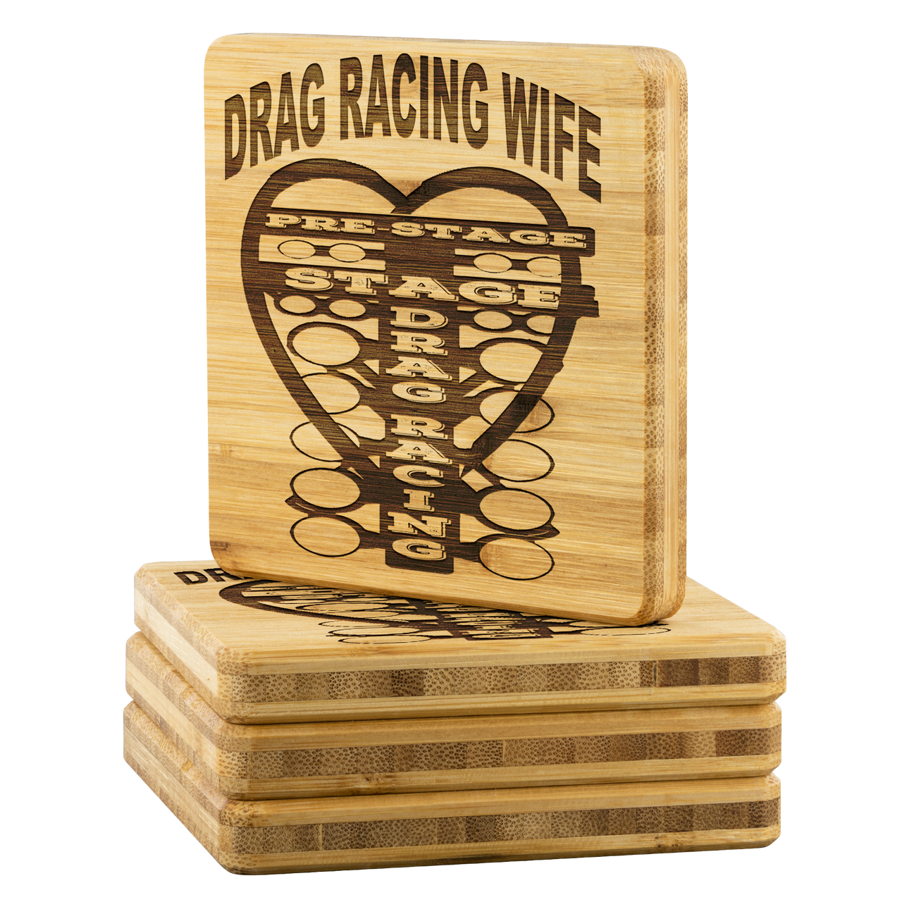 Drag Racing Wife Bamboo Coaster