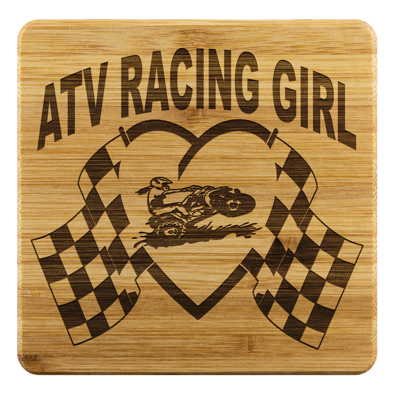 ATV Racing Girl Bamboo Coaster