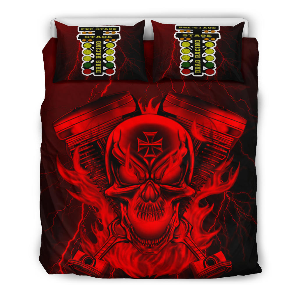 Drag Racing Thunder Skull Bedding Set