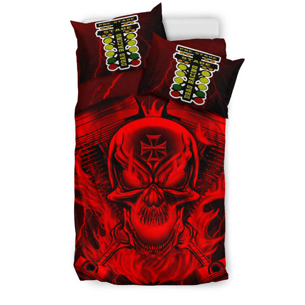 Drag Racing Thunder Skull Bedding Set