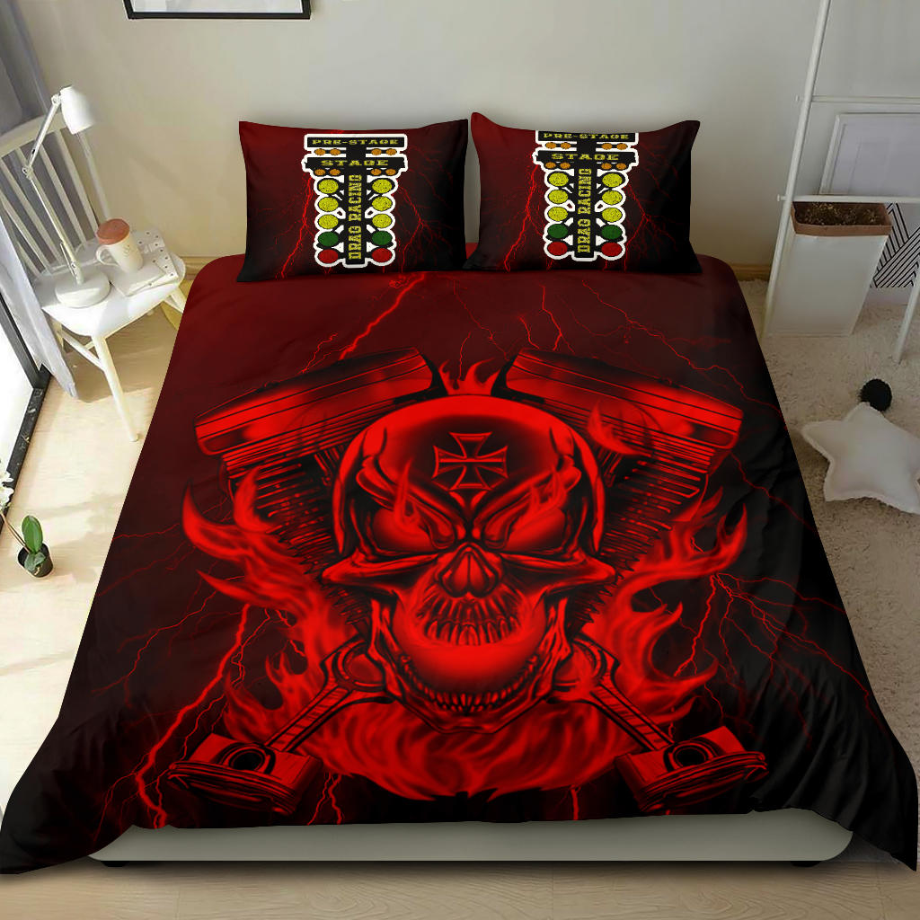 Drag Racing Thunder Skull Bedding Set