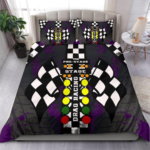 Drag Racing Purple Bedding Set