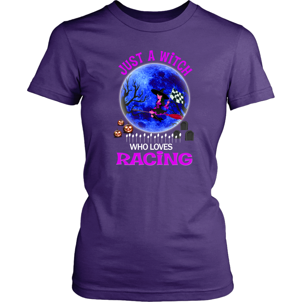 Just A Witch Who Loves Racing T-Shirts