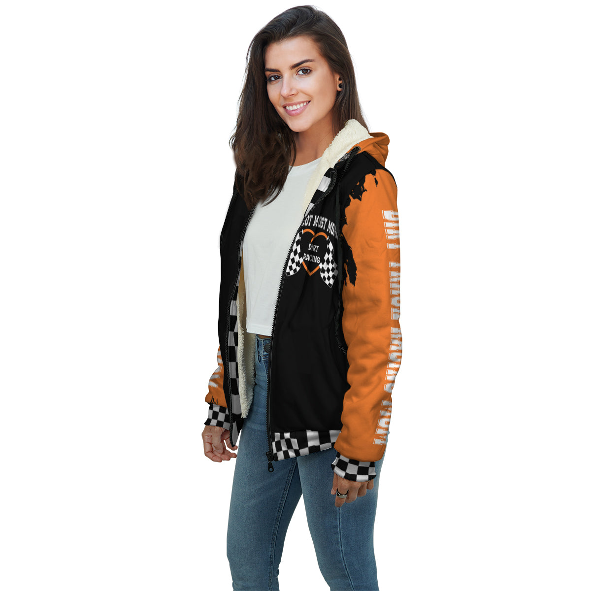 Dirt Track Racing Mom Sherpa Jacket orange