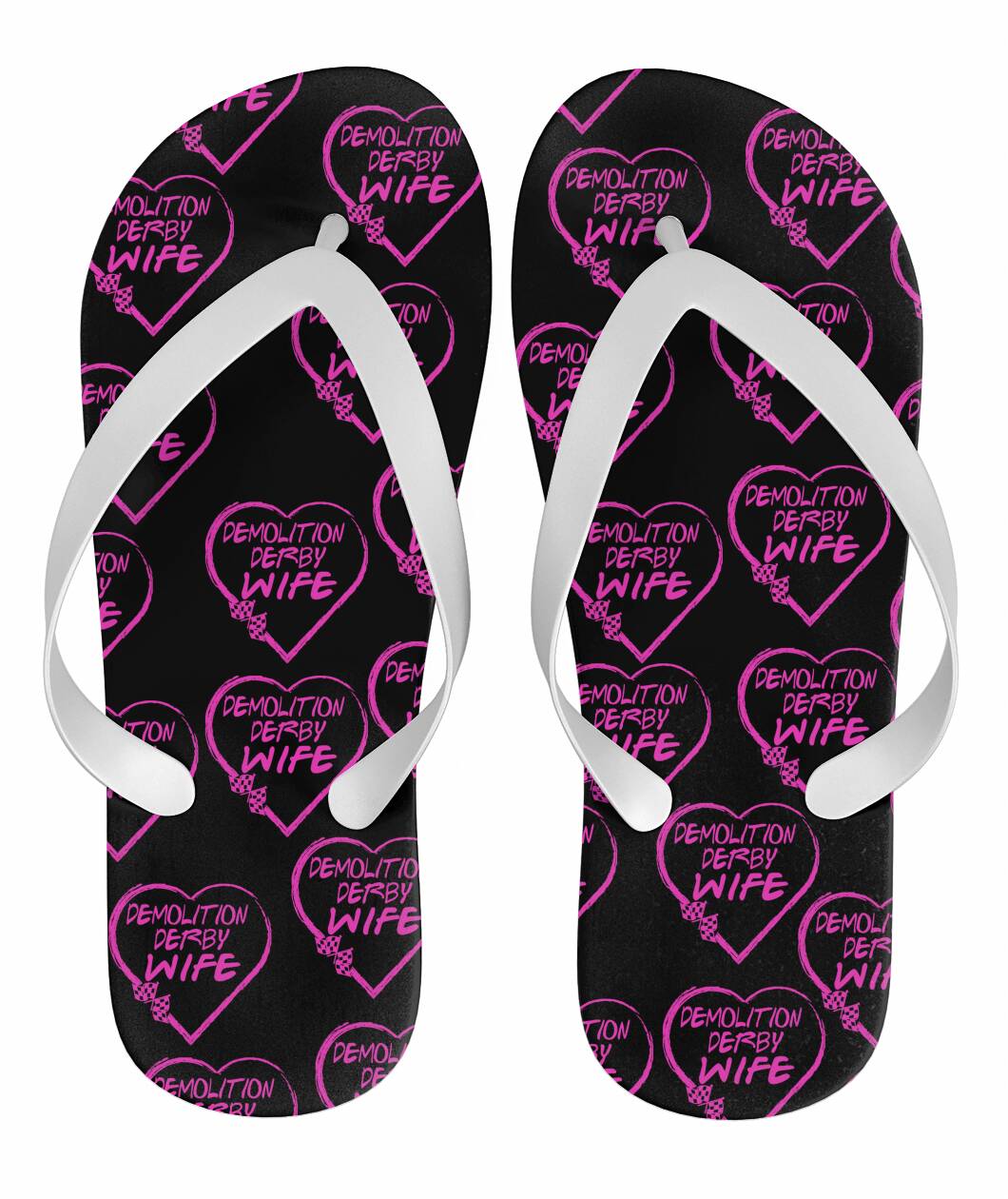 Demolition Derby Wife Heart Flip Flops