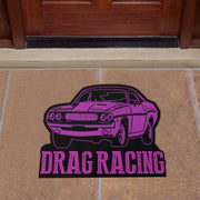 Custom shaped drag racing door mat