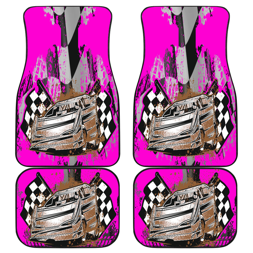 Dirt Racing Late Model Pink Car Mats (Set Of 4)