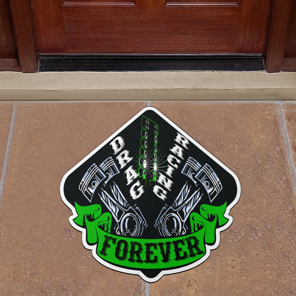 Custom shaped drag racing door mat