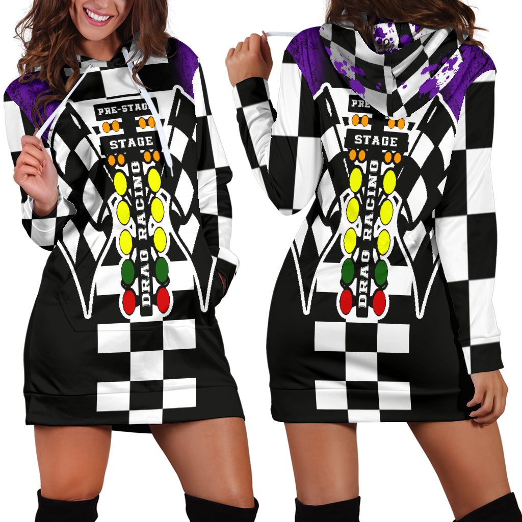 Drag Racing Hoodie Dress Purple