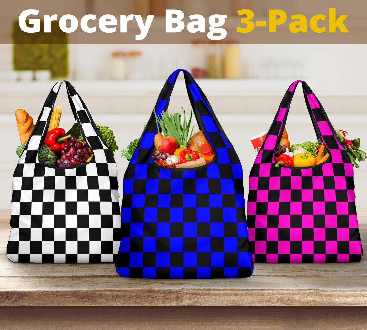 Racing Checkered Grocery Bags