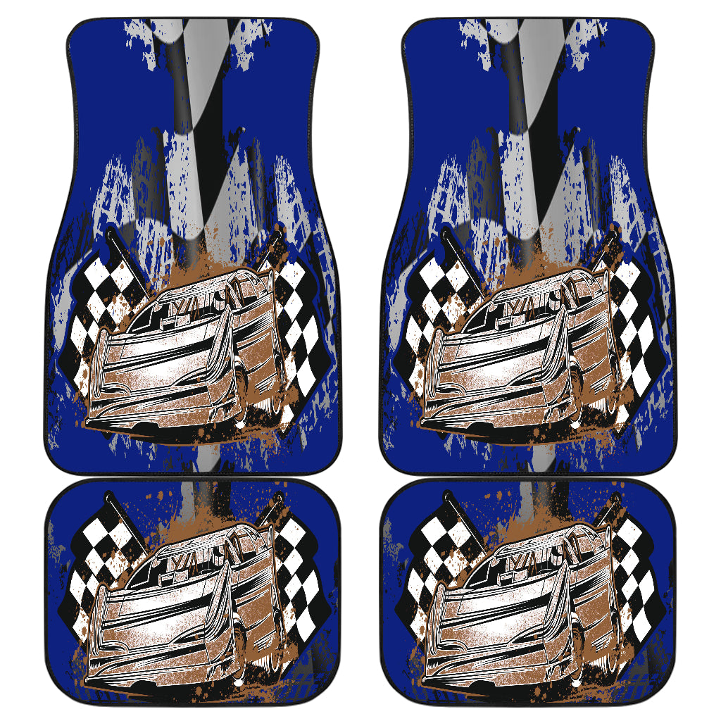 Dirt Racing Late Model Blue Car Mats (Set Of 4)
