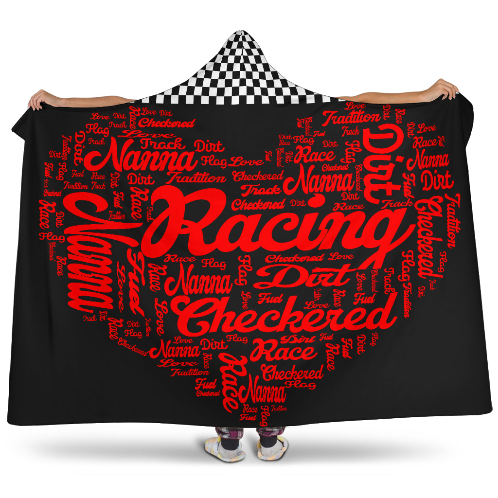 Dirt track racing Nanna heart hooded blanket