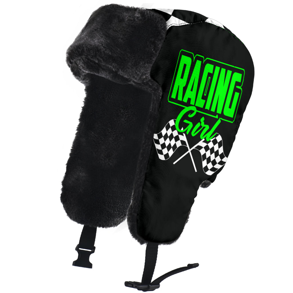 Racing Girl Checkered Trapper Hat
