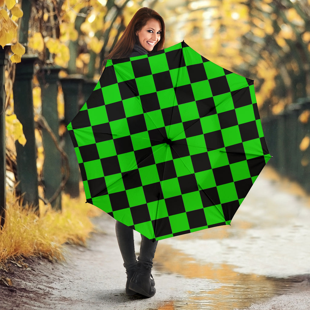 Racing Checkered Flag Umbrella Green