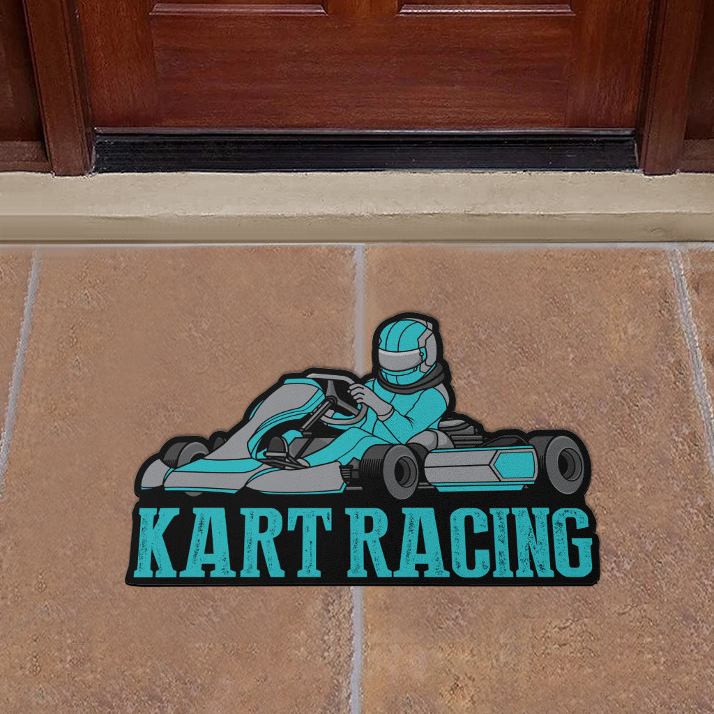 Custom shaped kart racing door mat