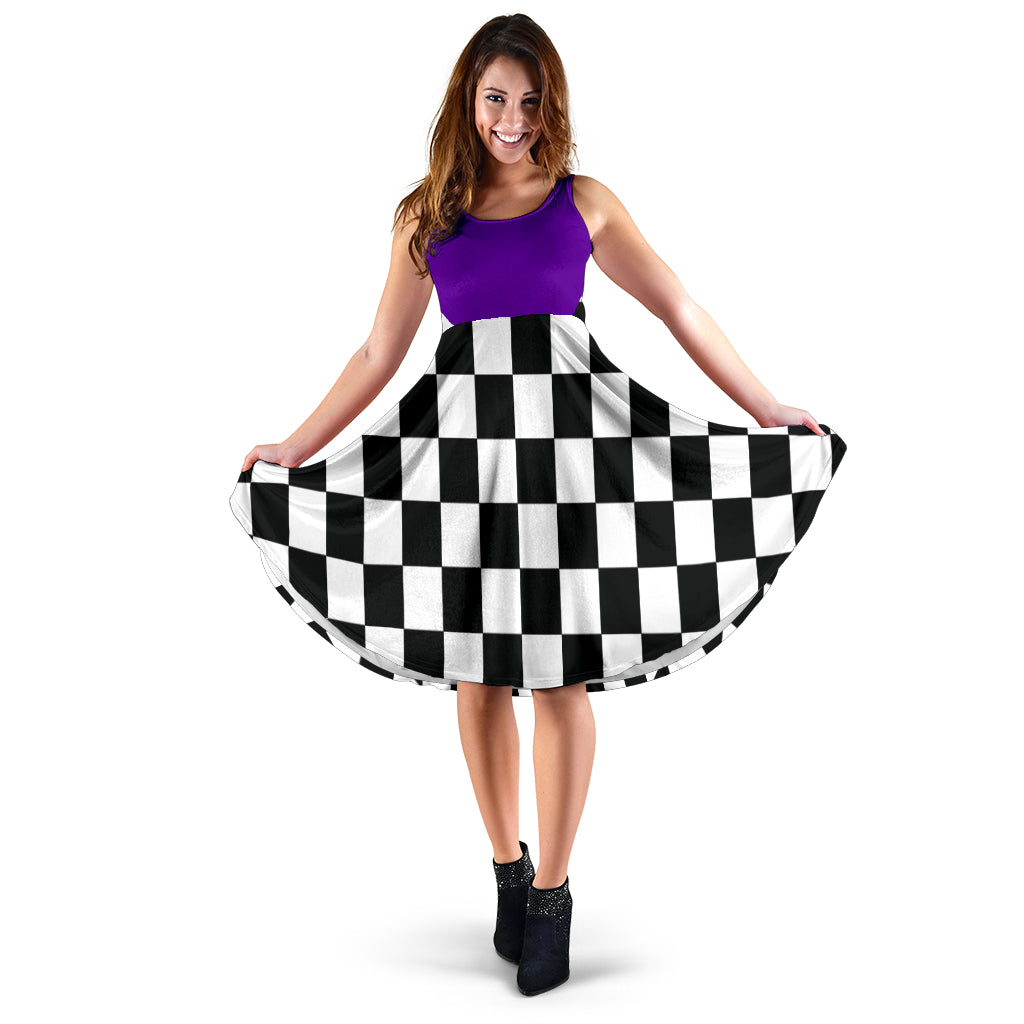 Racing Checkered Flag Dress Mixed Purple