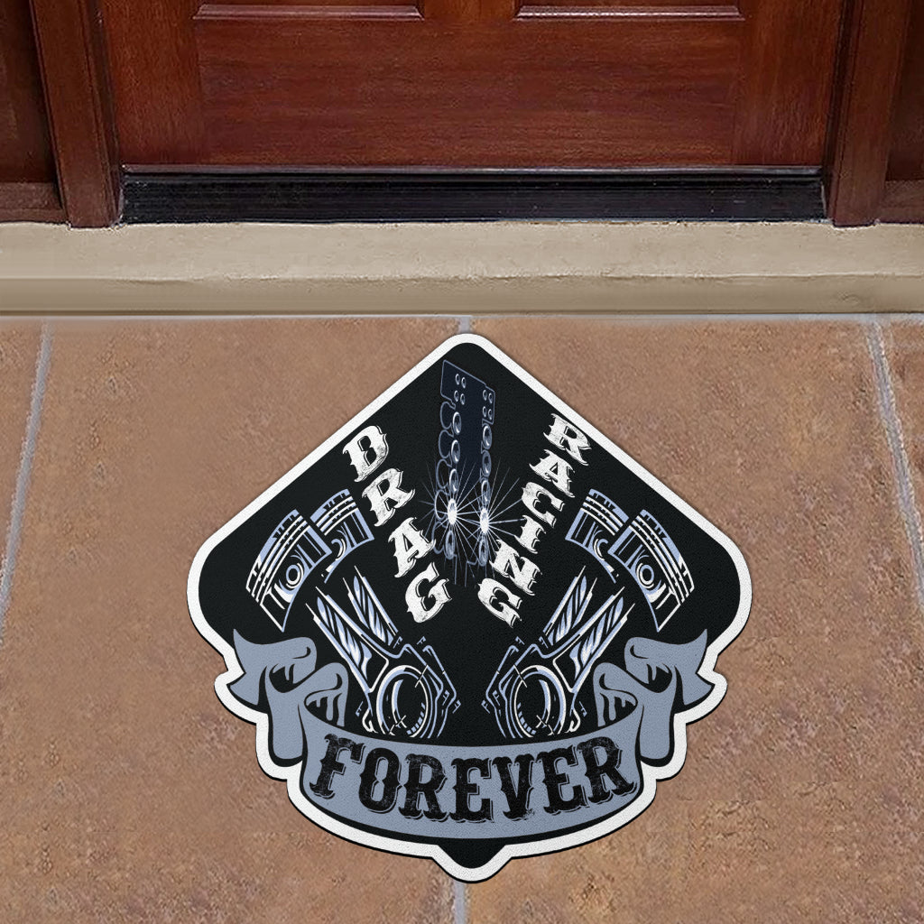 Custom shaped drag racing door mat