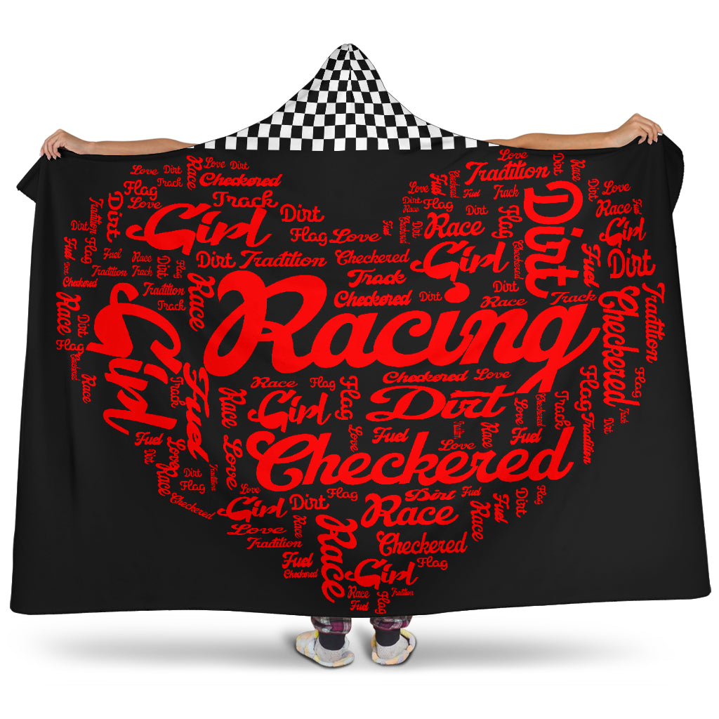 Dirt track racing Girl heart hooded blanket