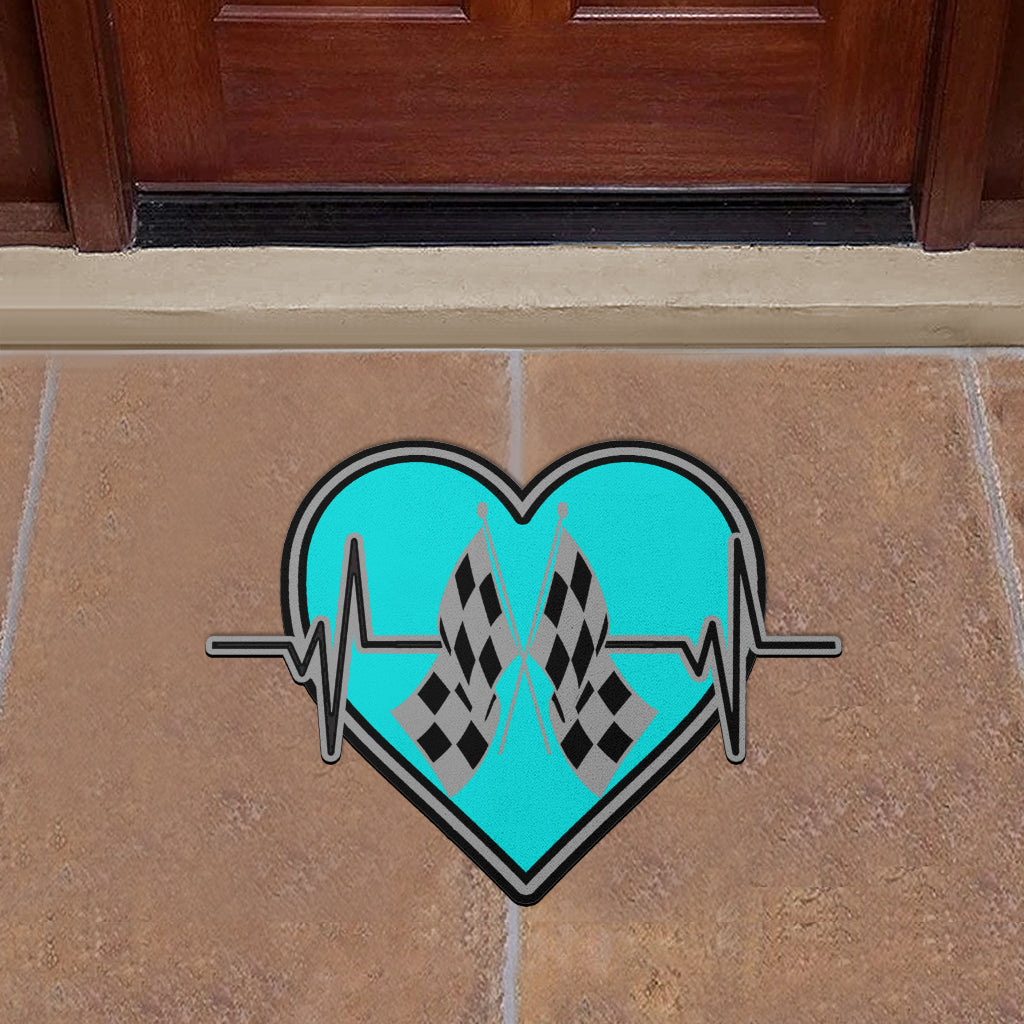 Custom Shaped Racing Heartbeat Door Mat
