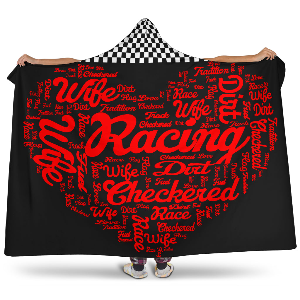 Dirt track racing wife heart hooded blanket