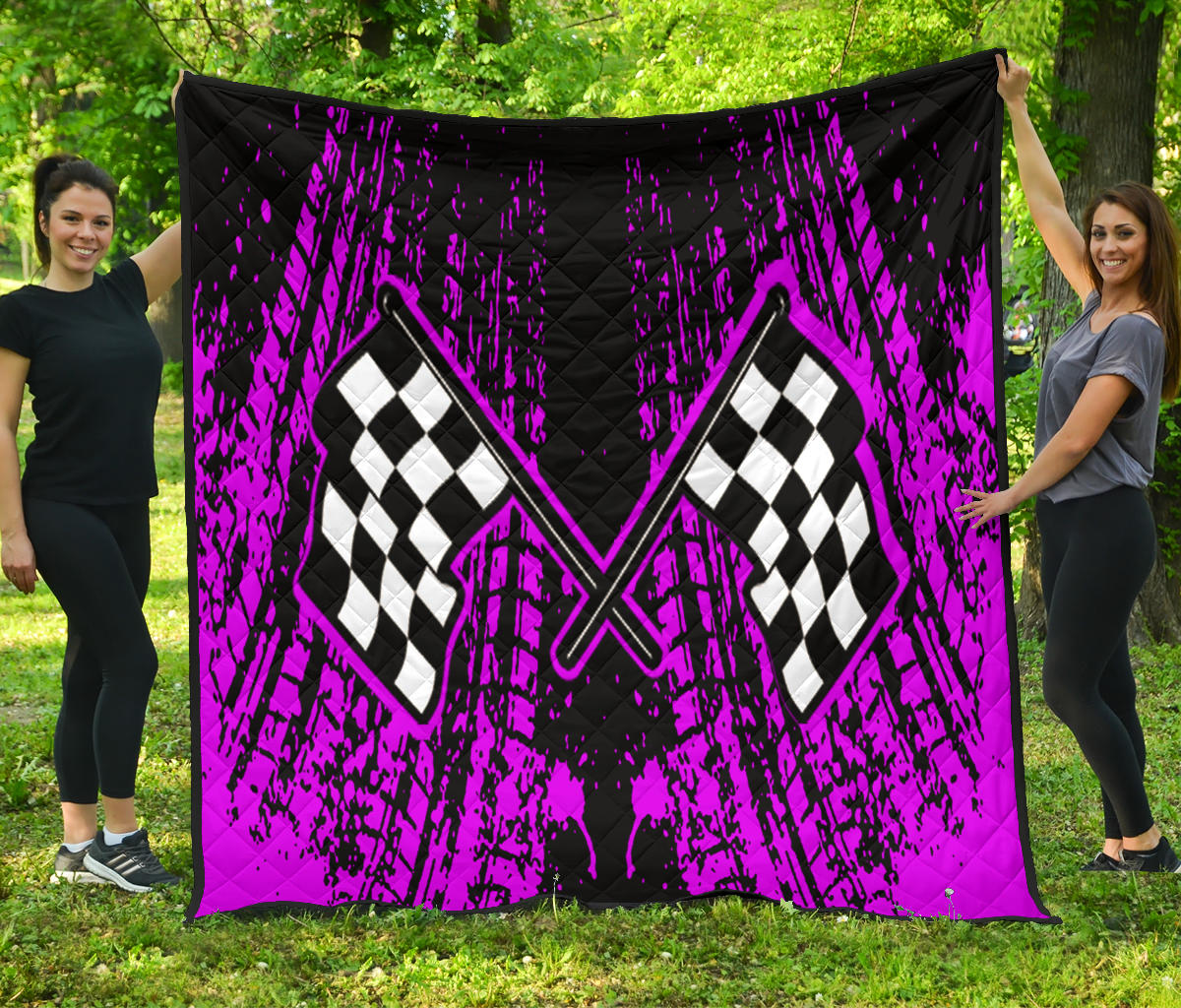 Dirt Track Racing Quilt Pink