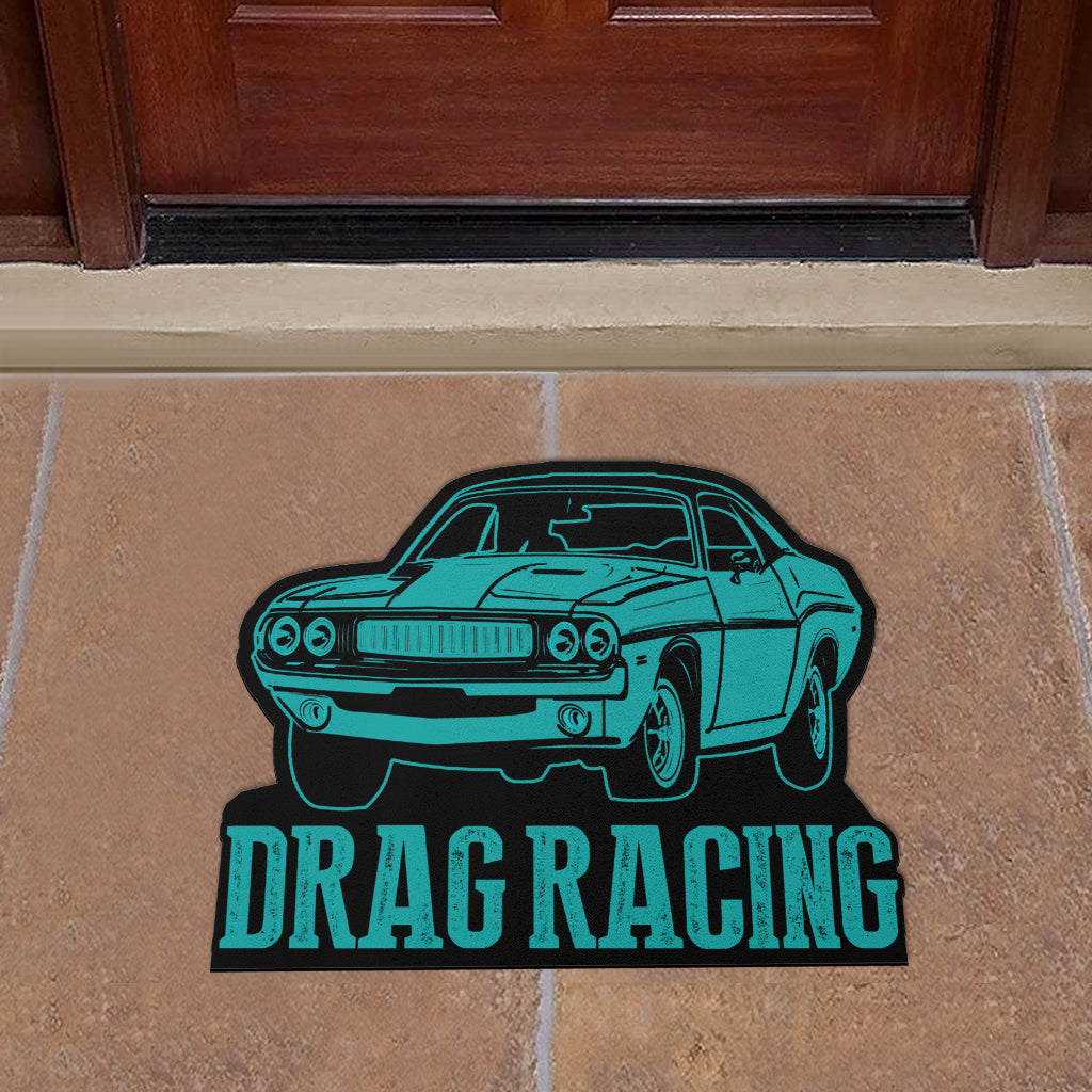 Custom shaped drag racing door mat v8