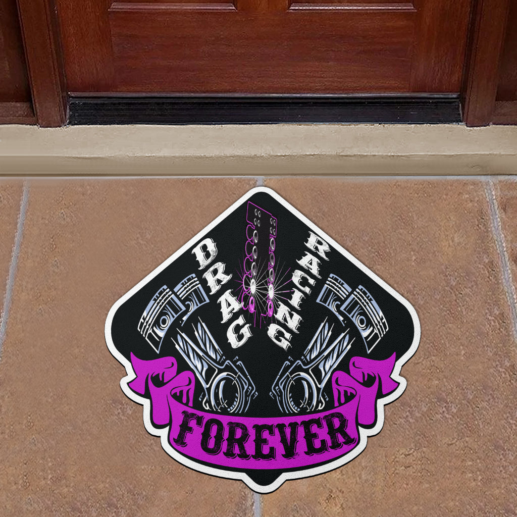 Custom shaped drag racing door mat