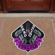 Custom shaped drag racing door mat