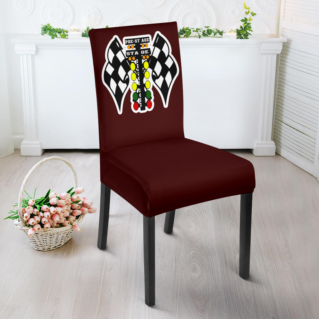 Drag Racing Dining Chair Slipcover Maroon
