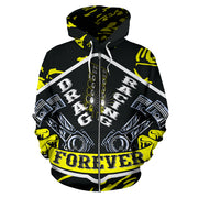 Drag Racing AOP Zip Up Hoodie