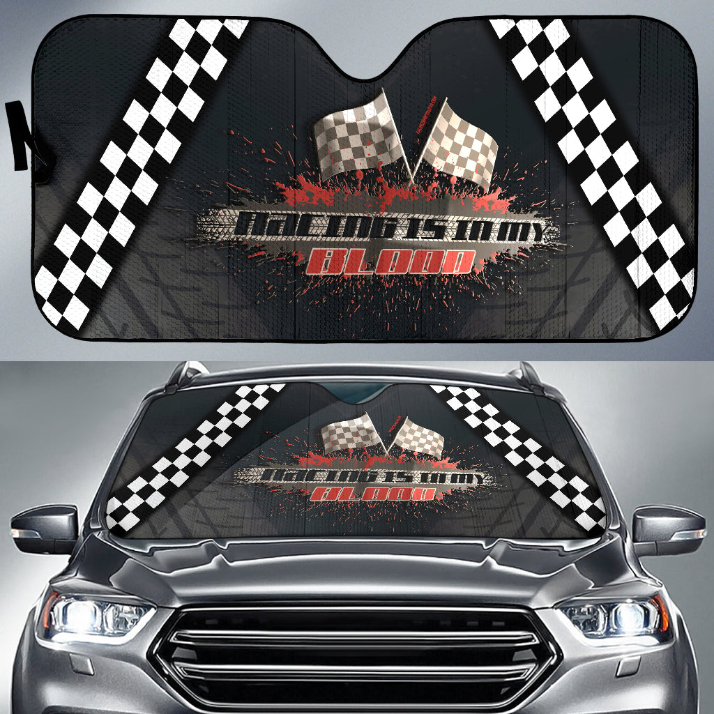 Racing Is In My Blood Windshield Sun Shade