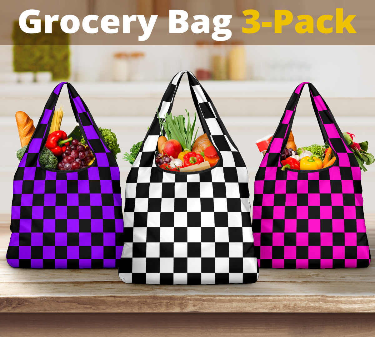 Racing Checkered Grocery Bags