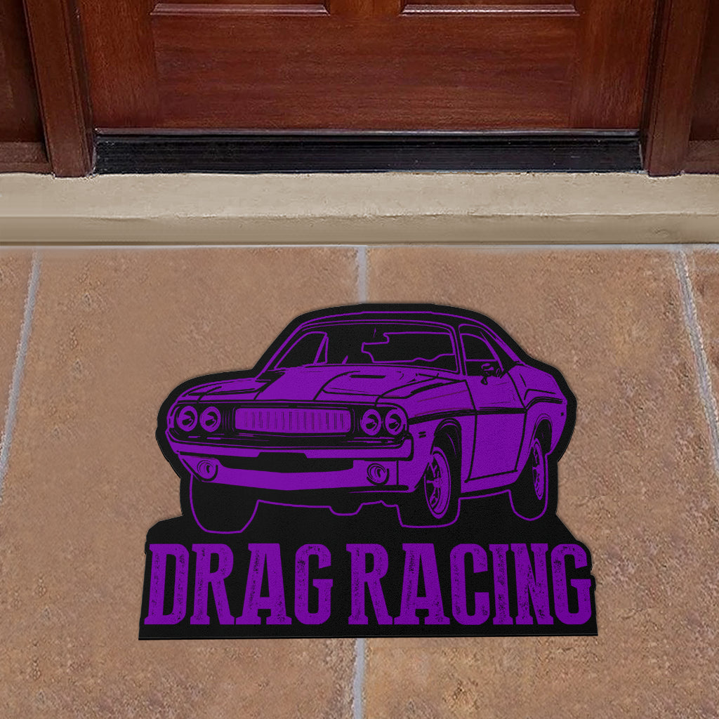 Custom shaped drag racing door mat