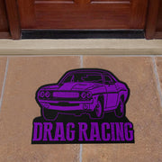 Custom shaped drag racing door mat
