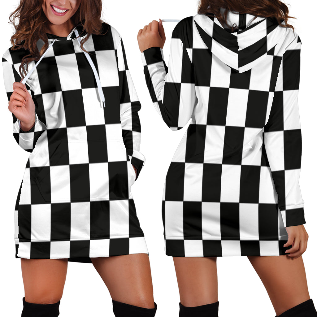 Racing Checkered Flag Hoodie Dress