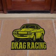 Custom shaped drag racing door mat