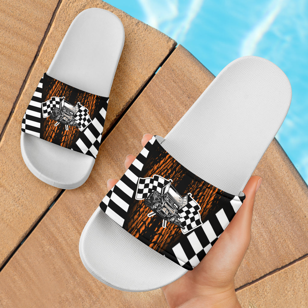 Sprint Car Racing Slide Sandals White V2