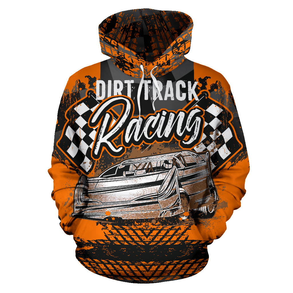 Dirt Track Racing All Over Print Hoodie Orange