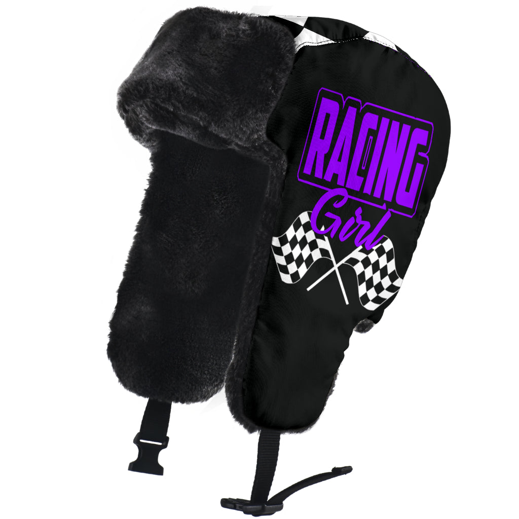 Racing Girl Checkered Trapper Hat