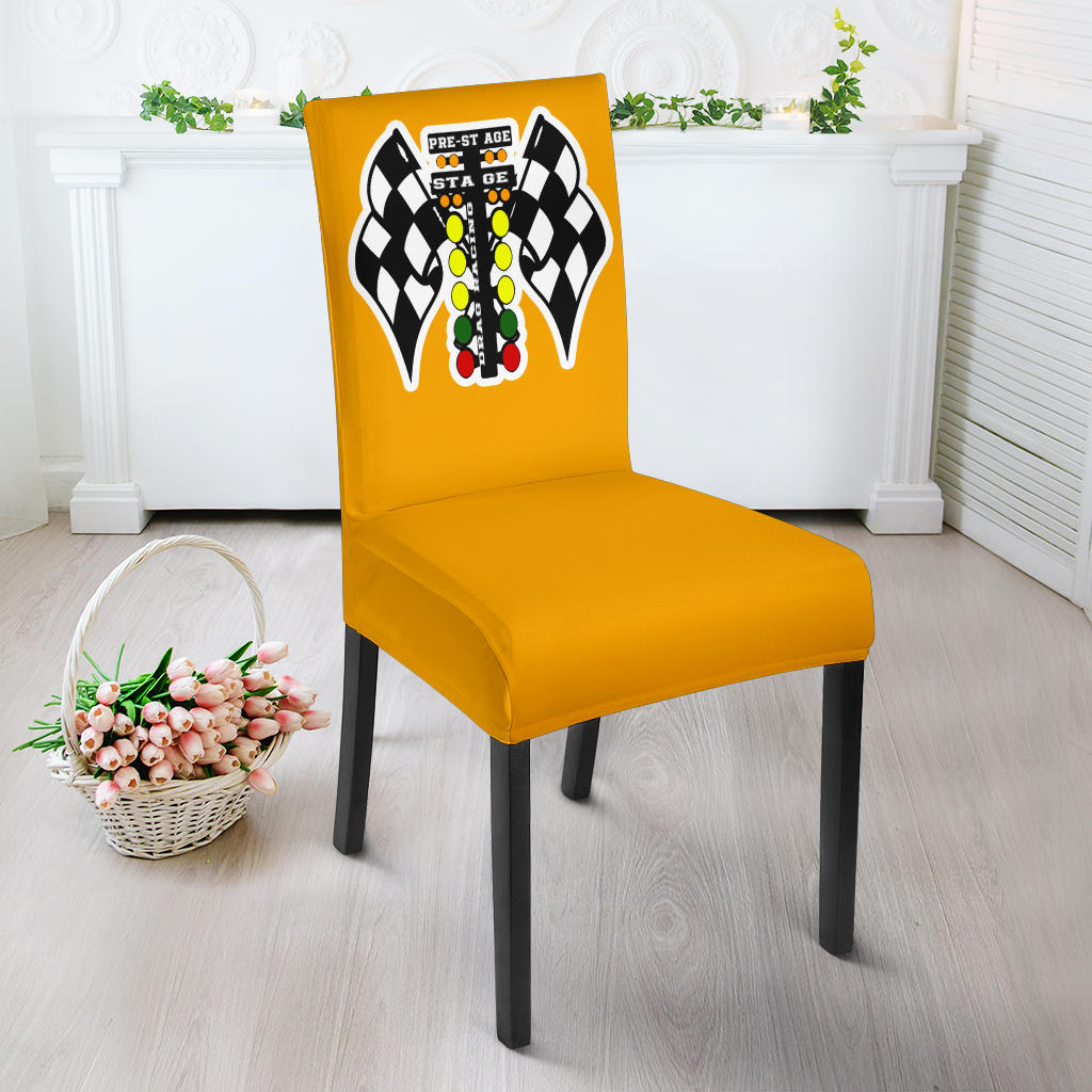 Drag Racing Dining Chair Slipcover Orange