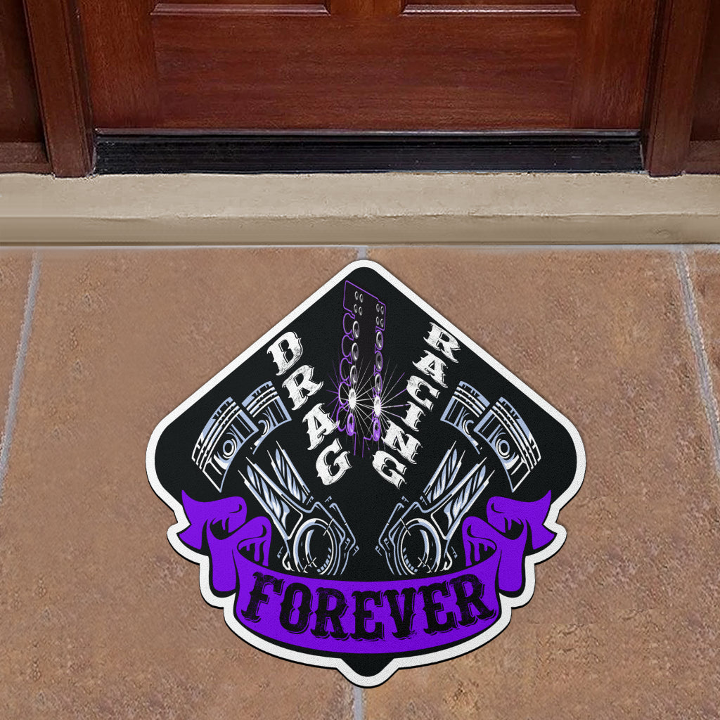 Custom shaped drag racing door mat