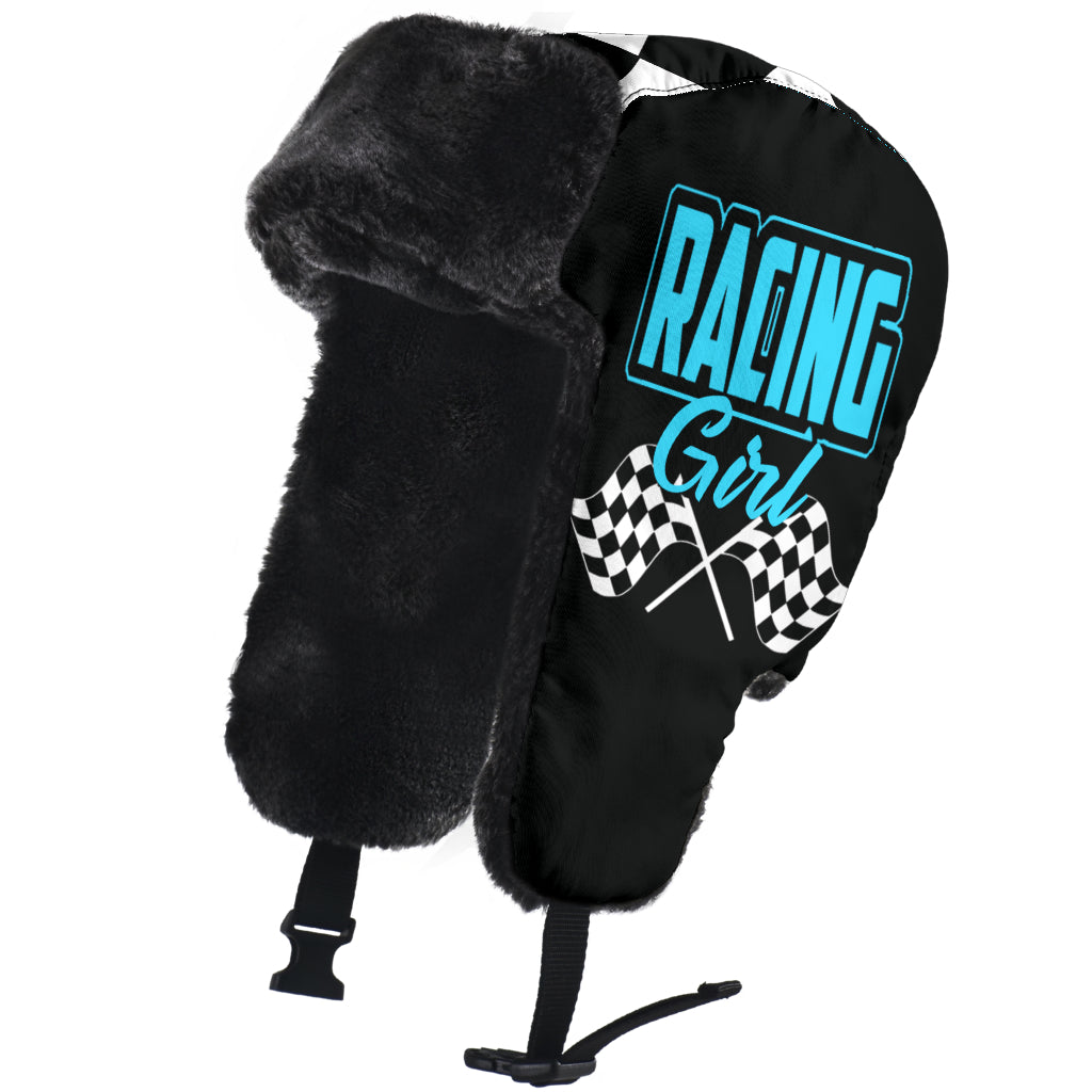 Racing Girl Checkered Trapper Hat