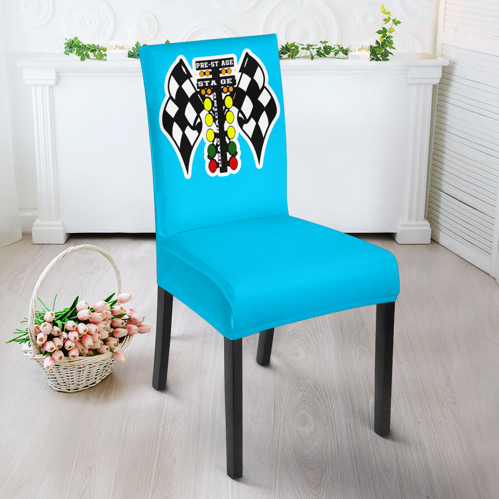 Drag Racing Dining Chair Slipcover Carolina Blue