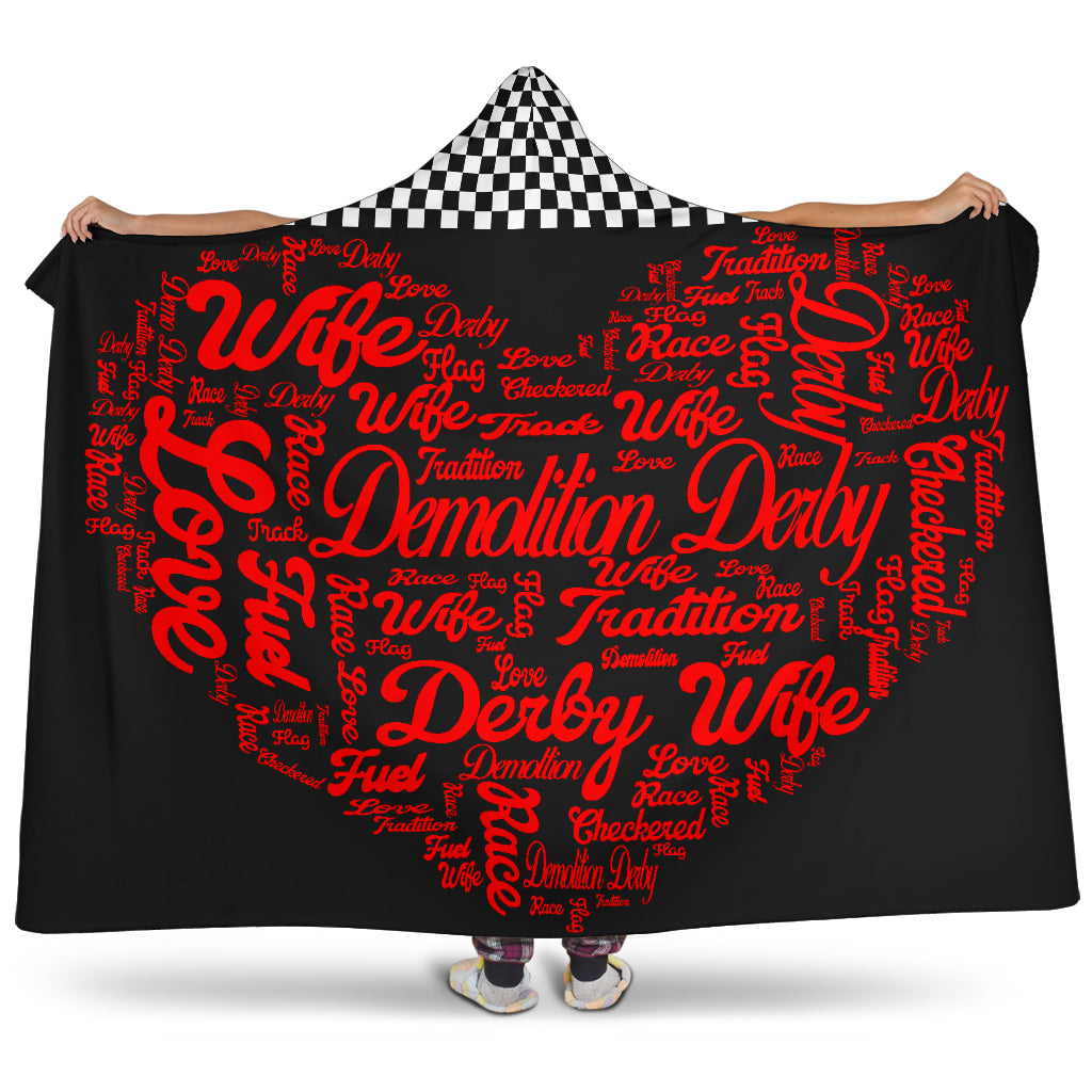 Demolition derby Wife heart hooded blanket