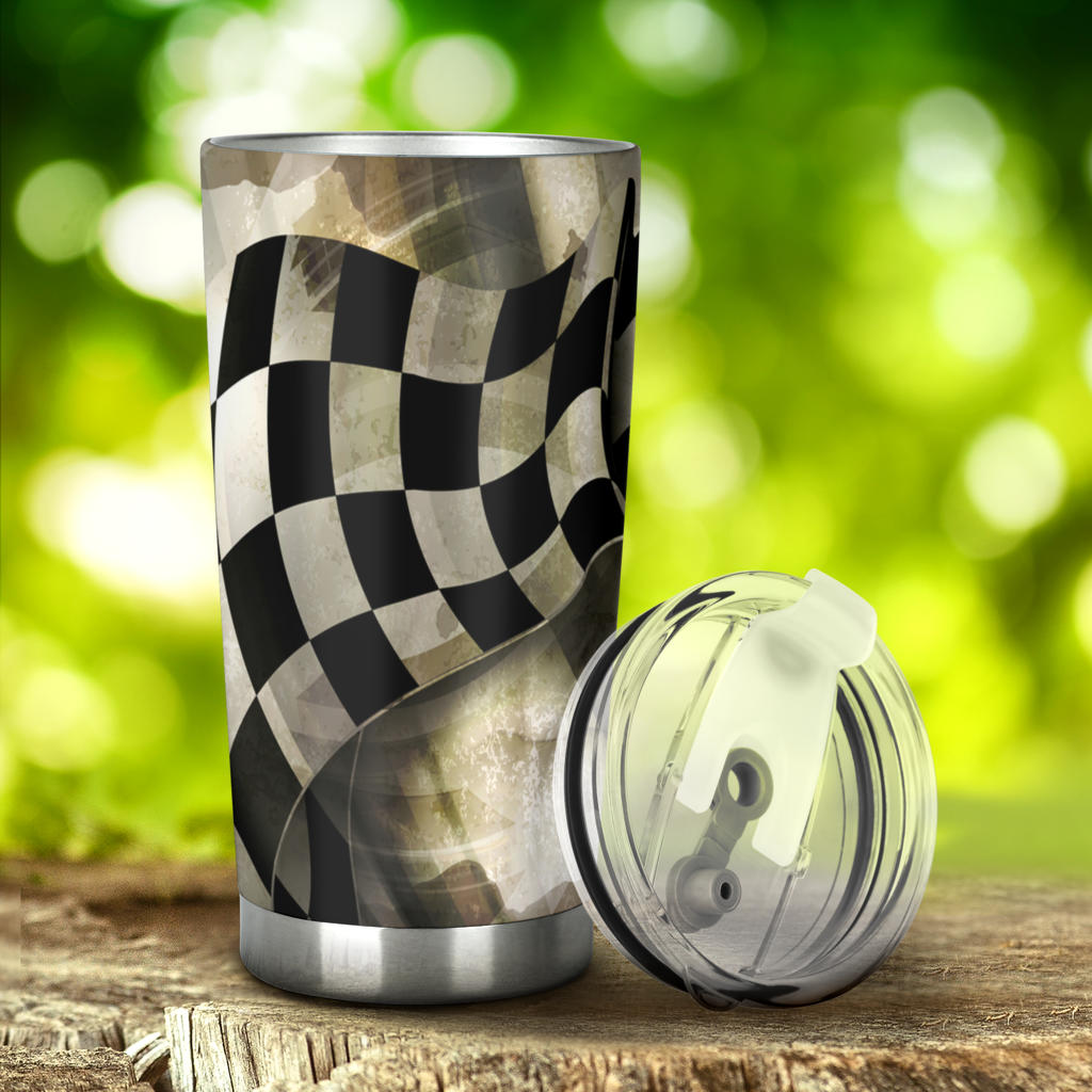 Race Wife Checkered Flag Tumbler