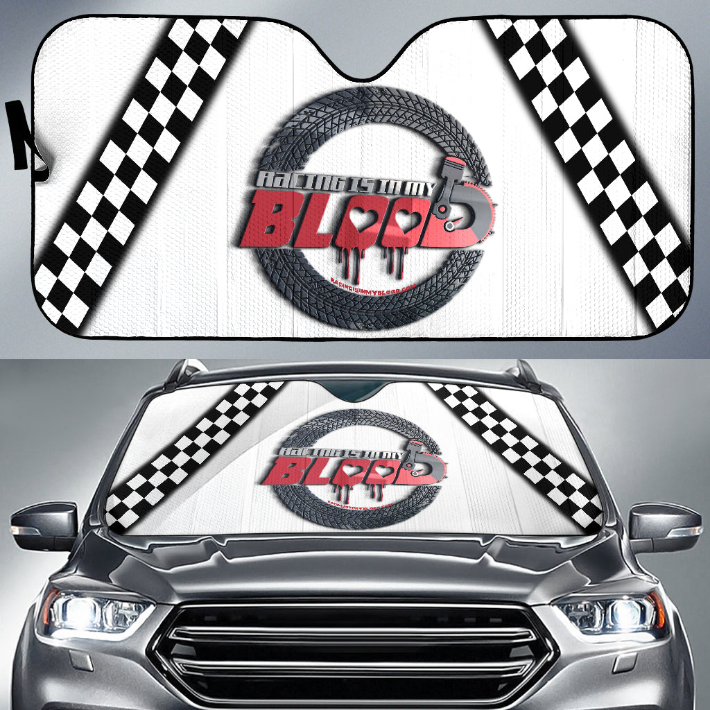 Racing Is In My Blood Windshield Sun Shade White