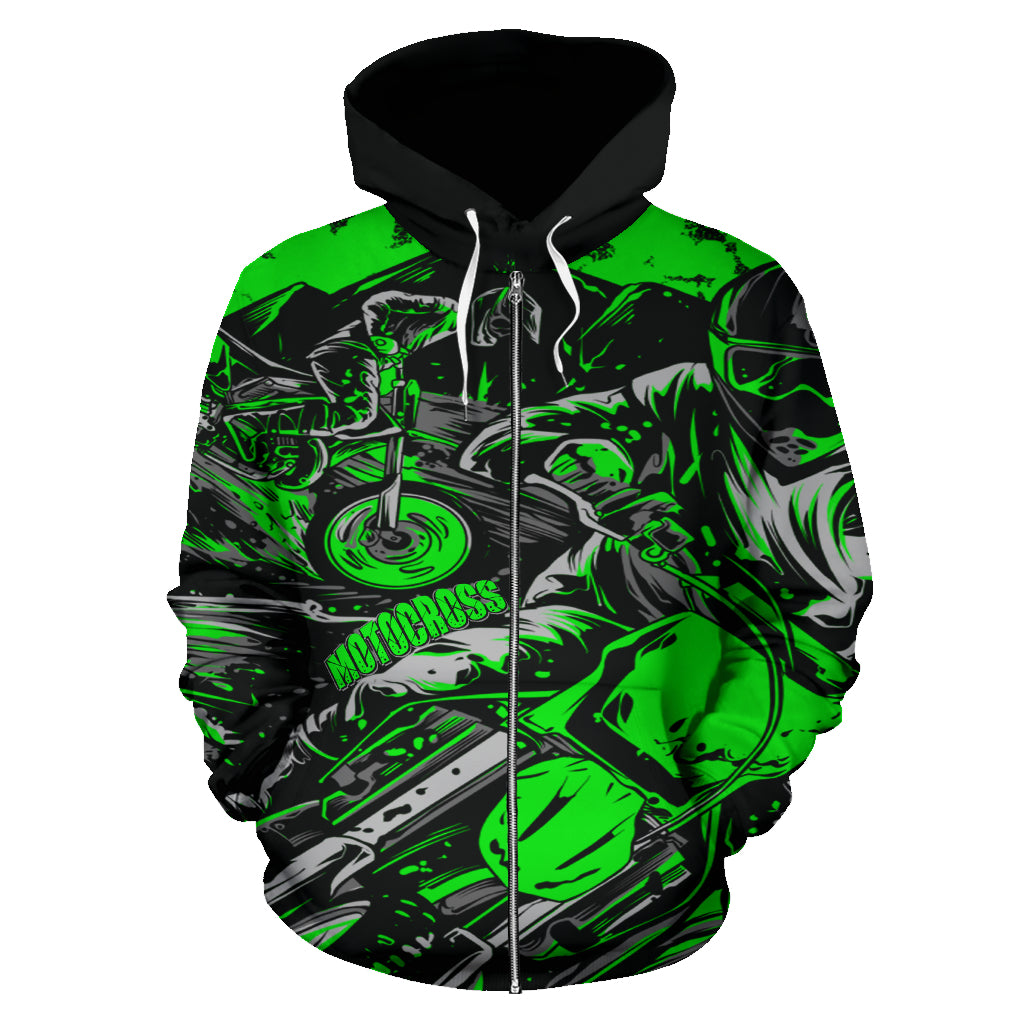 Motocross All Over Print Zip Up Hoodie